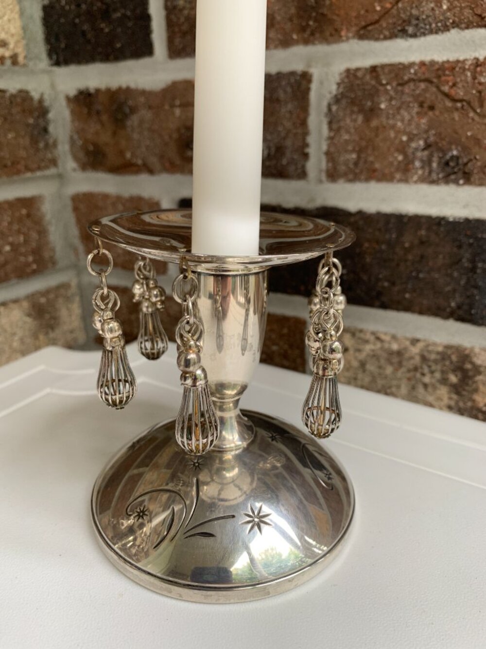 Vtg Silver-Plate "Chandelier Style" Candlestick Bobeches (2)